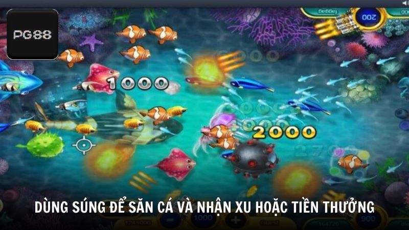 Vua bắn cá Club cho phép người chơi dùng súng để săn cá và nhận xu hoặc tiền thưởng